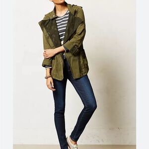 Anthropologie Hei Hei Olive Green lace trim Women's Jacket